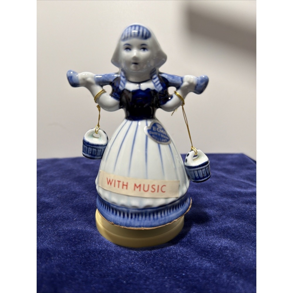 Vintage Bosman Delft's Blauw Dutch Girl Music Box (Rare Works